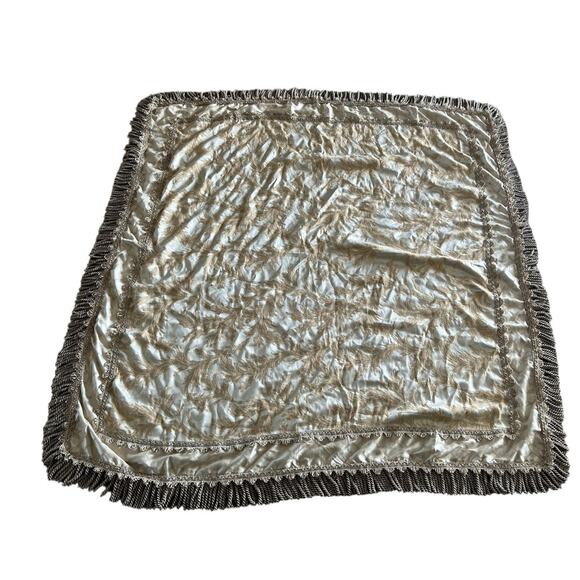 Custom Made Tablecloth Square Heavy Luxury Damask Jacquard Champagne Cord Fringe - Picture 4 of 6